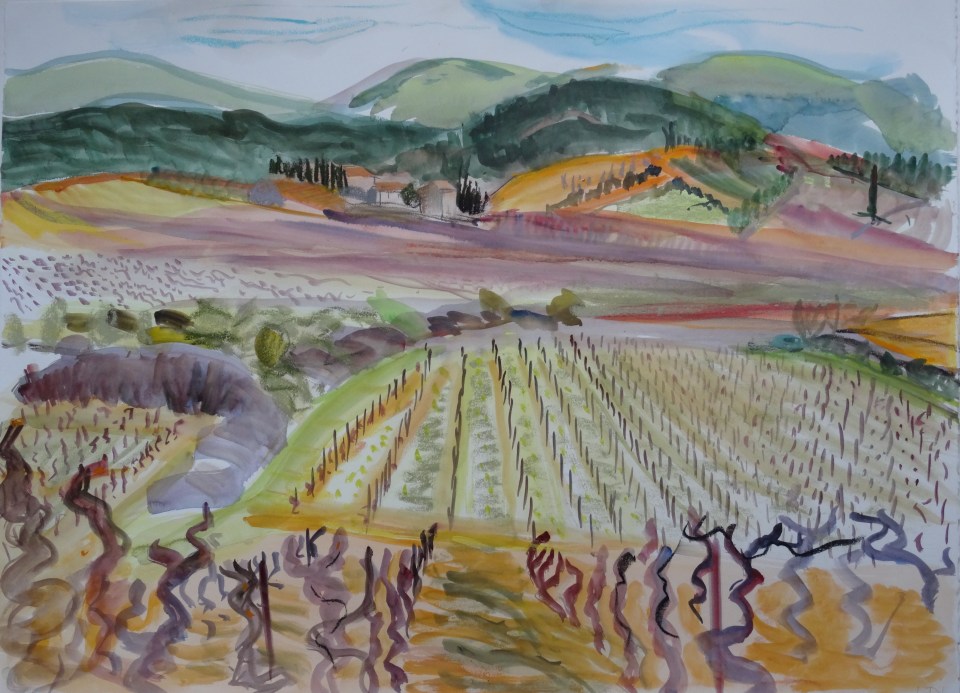 La metairie in spring' watercolour