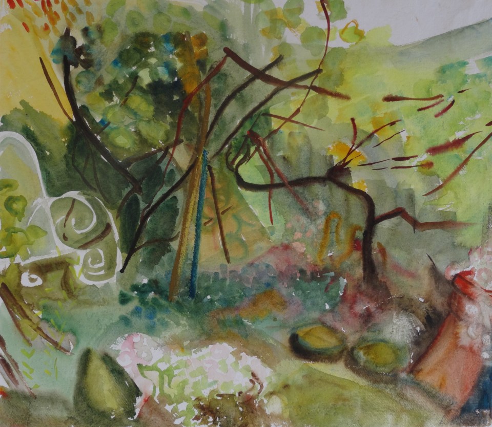 Garden chair, watercolour